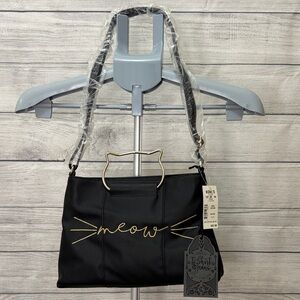 T-Shirt & Jeans Black Cat Design Crossbody Bag w/ gold details, NWT, never used